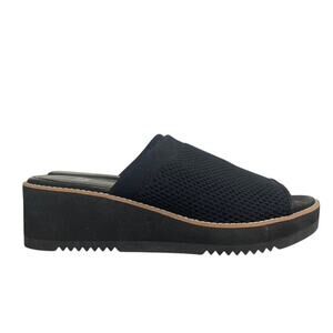 Eileen Fisher Telly Recycled Stretch Knit Black Wedge Slide Sandal Size 8